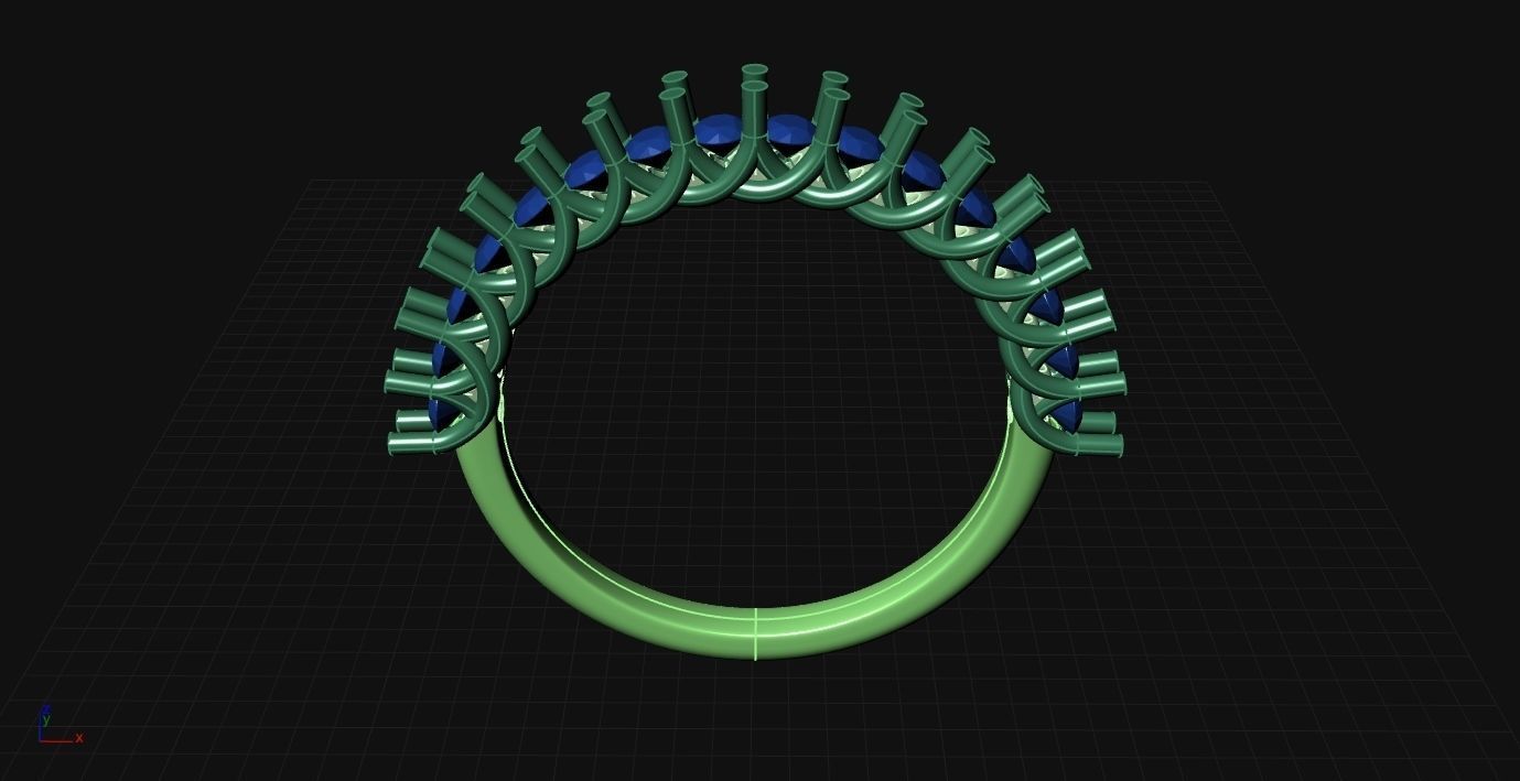 Multi stones ring 16 diamonds  jewel eternity riviera 3D print model_4