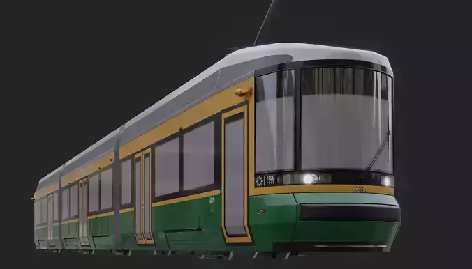 Skoda  Low-Floor Tram Low-poly 3D model
