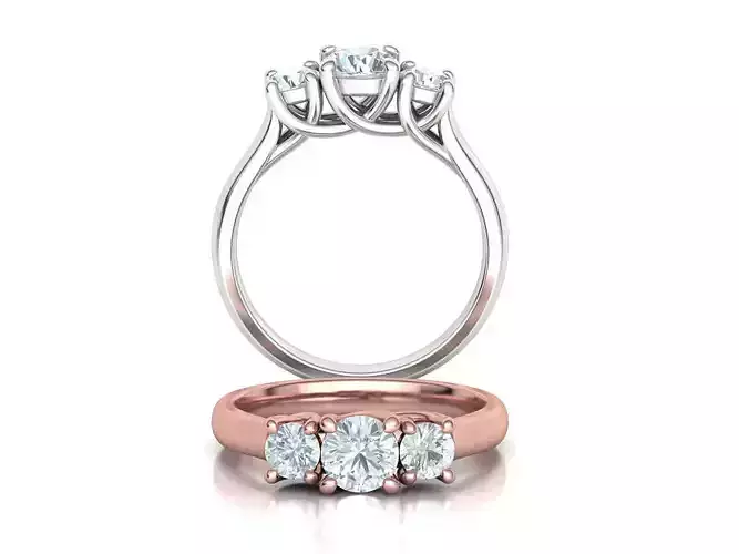 Trellis Three Stone Engagement Ring Comfort Fit Shank 3dmodel 3D print model
