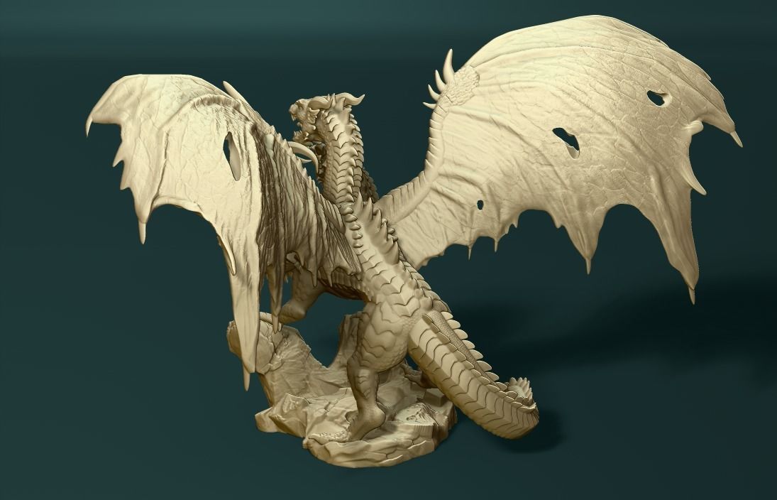 5 headed dragon 3D print model_3