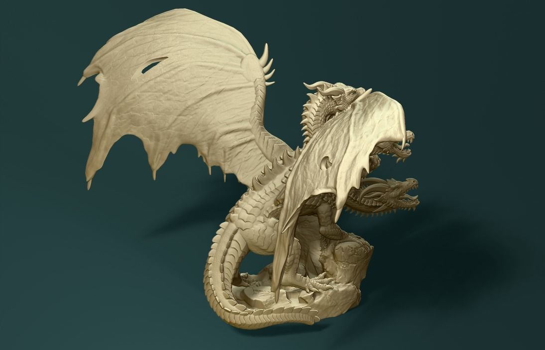 5 headed dragon 3D print model_4