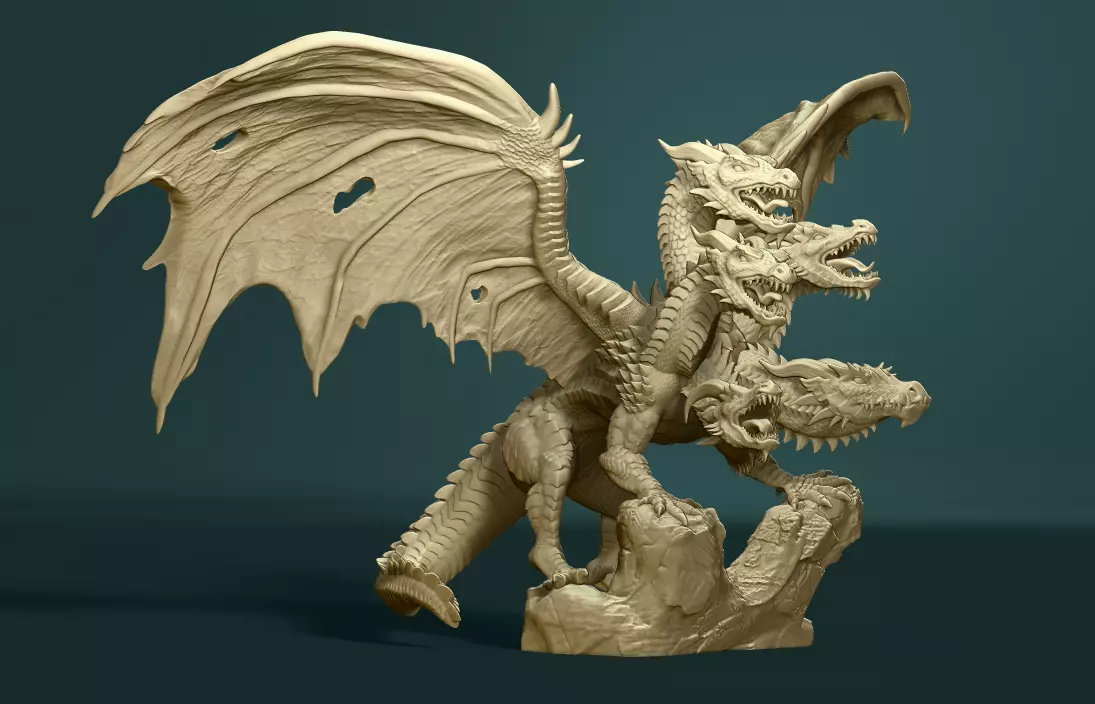 5 headed dragon 3D print model_0
