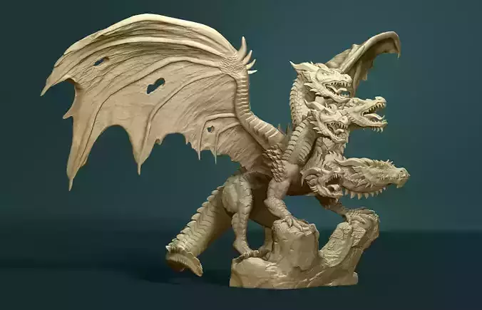 5 headed dragon 3D print model