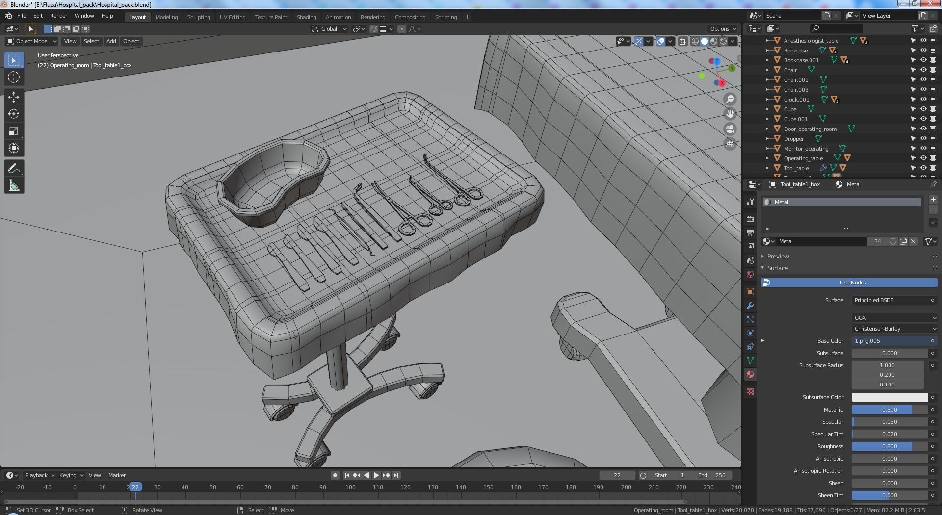 Cartoon operating room Low-poly 3D model_10