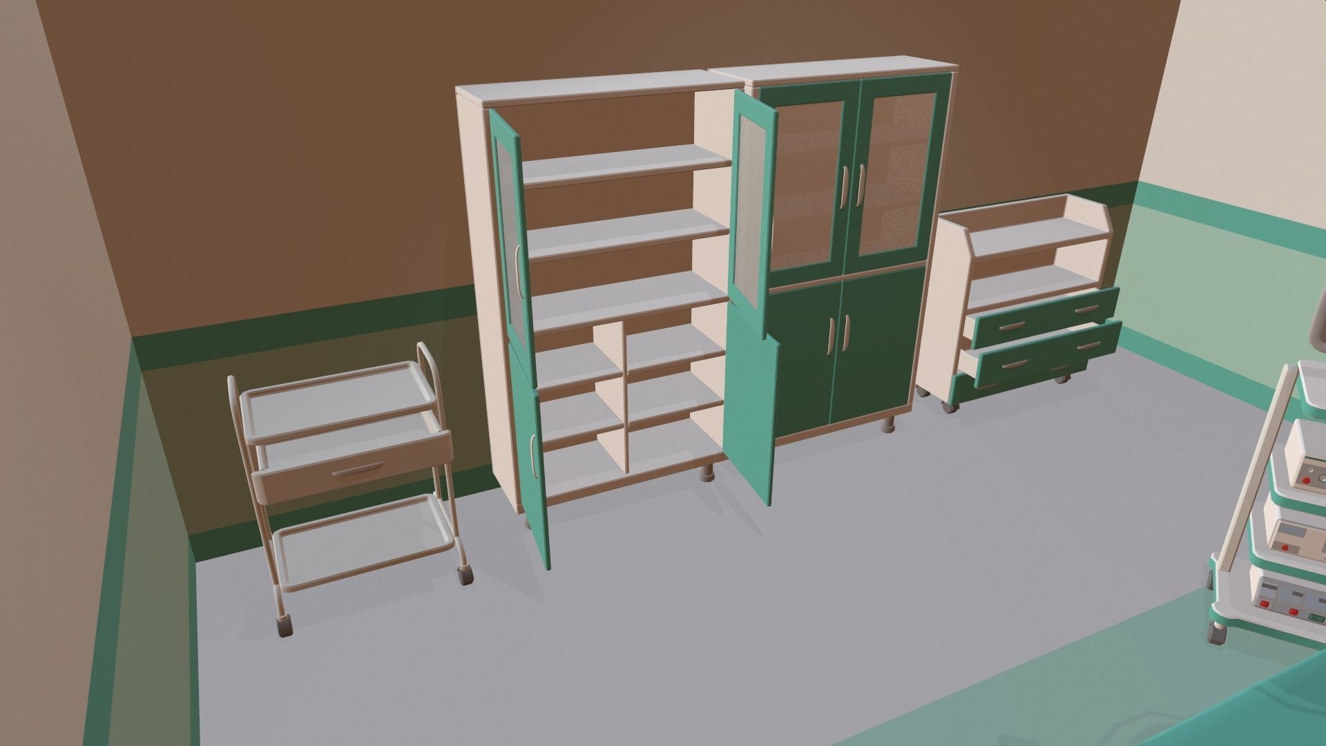 Cartoon operating room Low-poly 3D model_7
