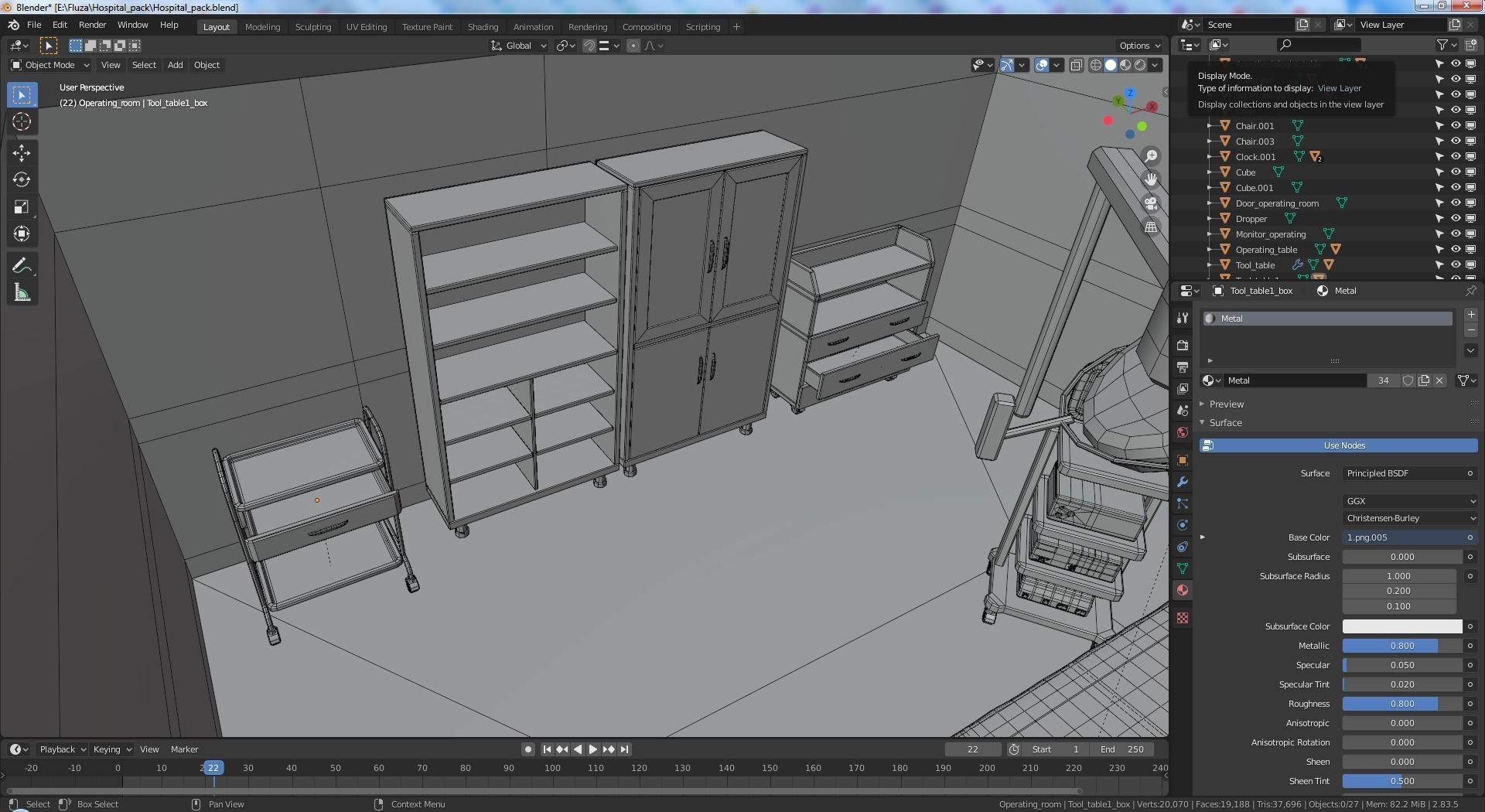 Cartoon operating room Low-poly 3D model_9