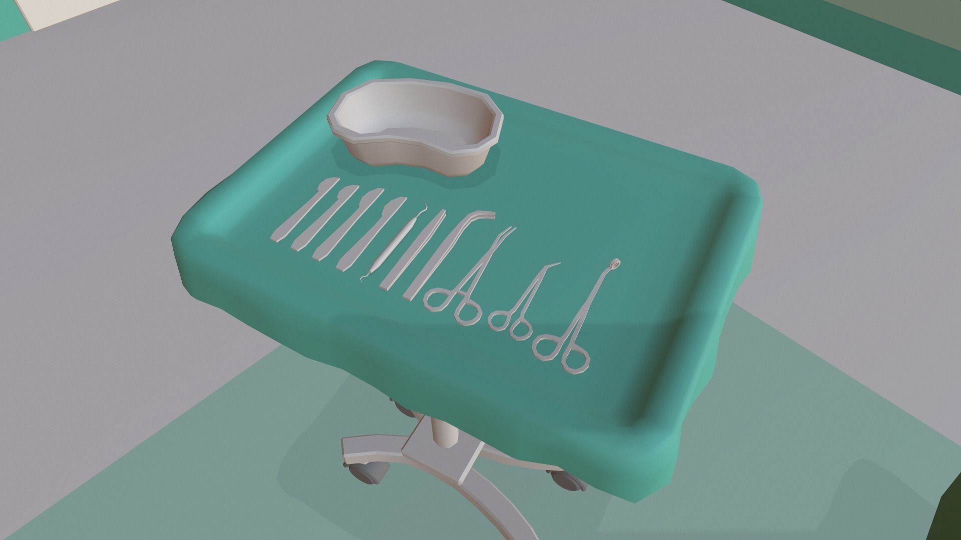 Cartoon operating room Low-poly 3D model_3