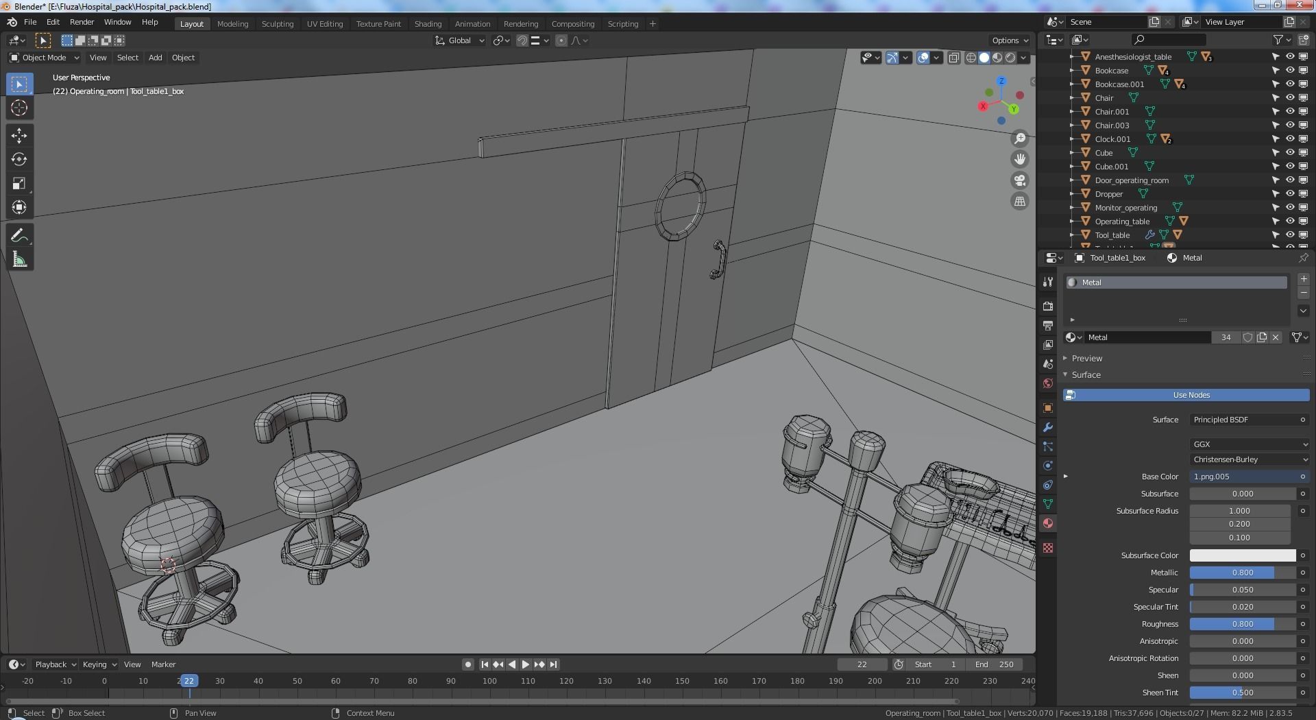Cartoon operating room Low-poly 3D model_11