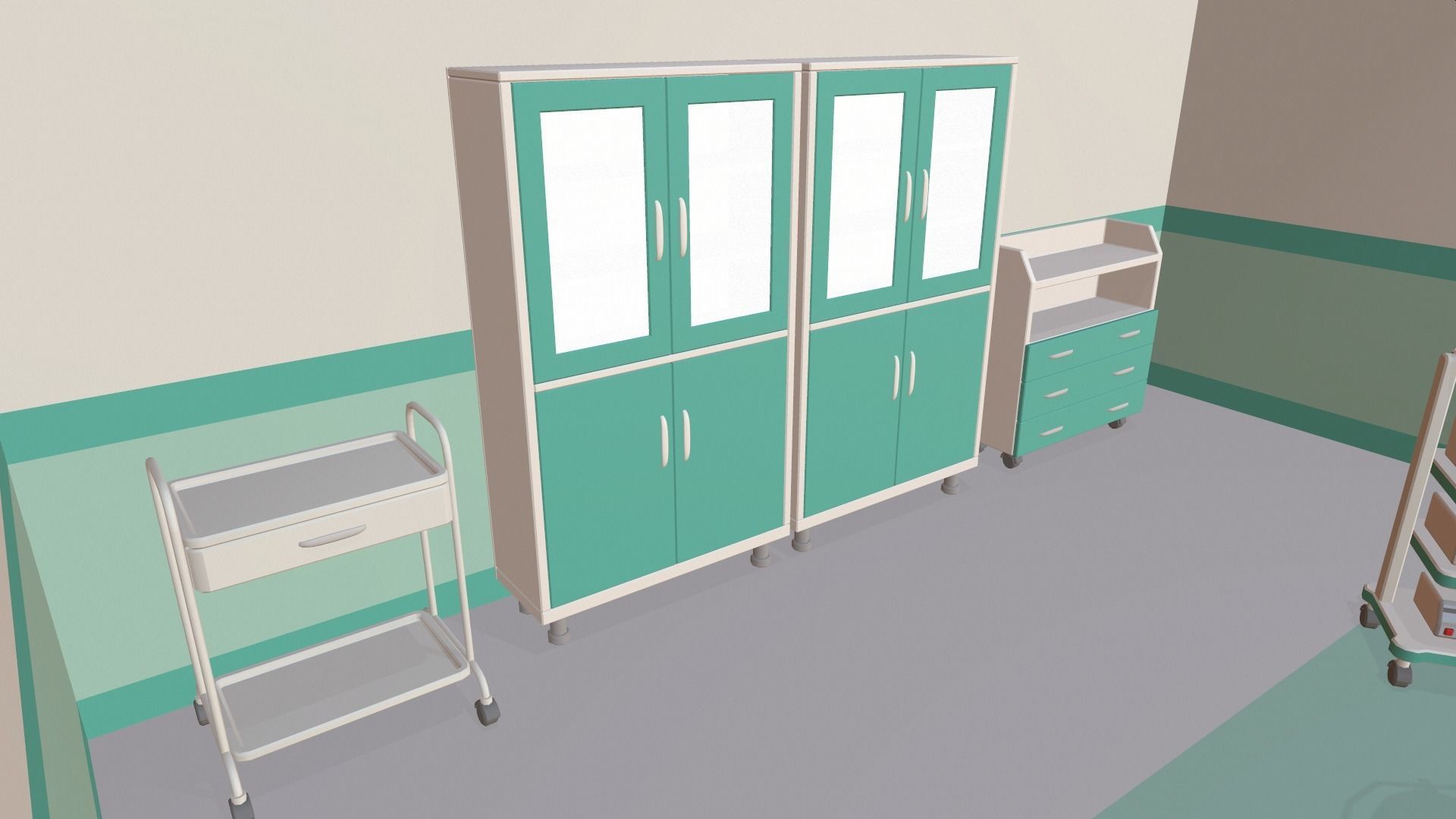Cartoon operating room Low-poly 3D model_4