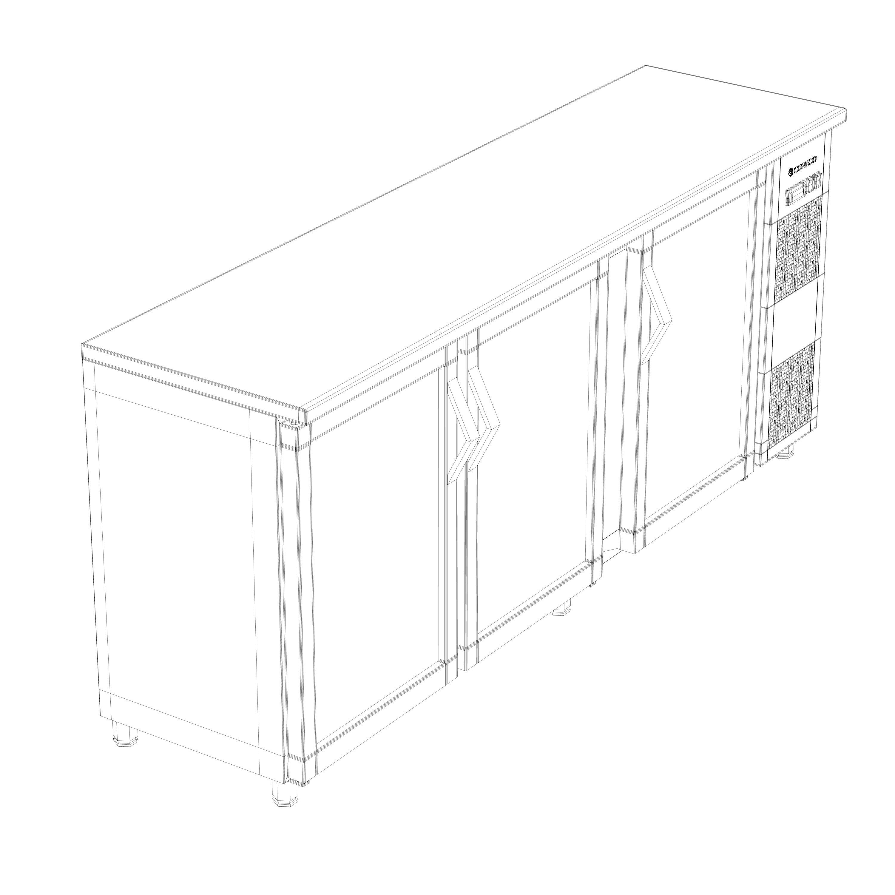 Back-bar Display Cooler SBE-200 Low-poly 3D model_7