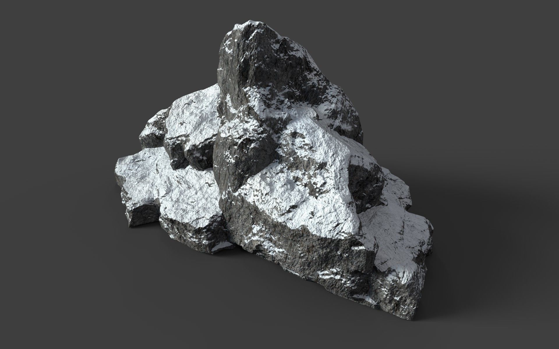 Snowy Rock 4-5 Low-poly 3D model_1
