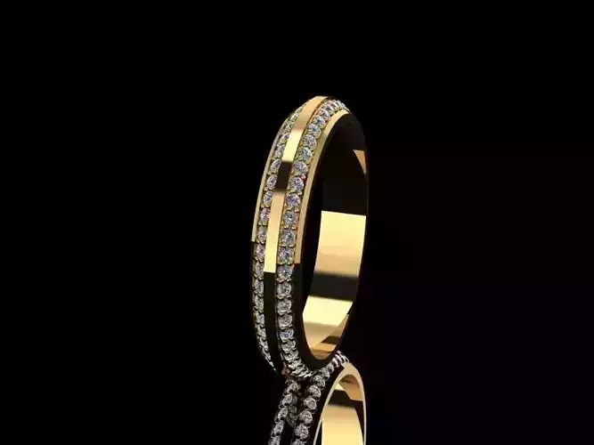 Ring with two tracks gems