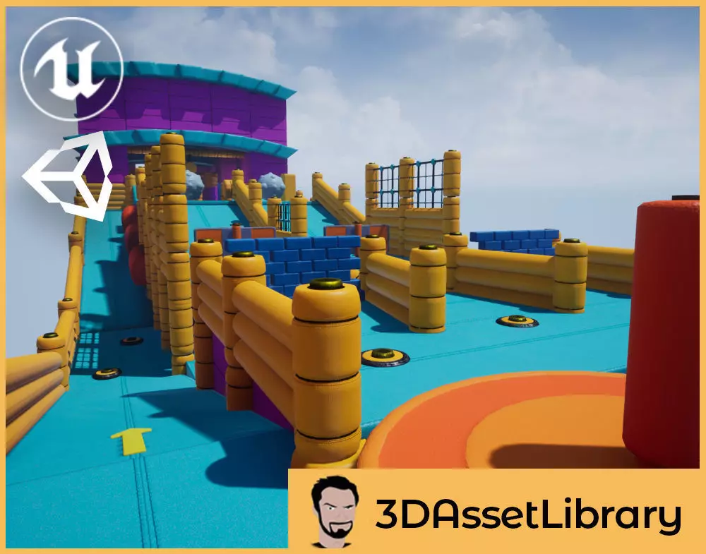 Fun Obstacle Course Vol 1 For Unreal And Unity Low-poly 3D model_0
