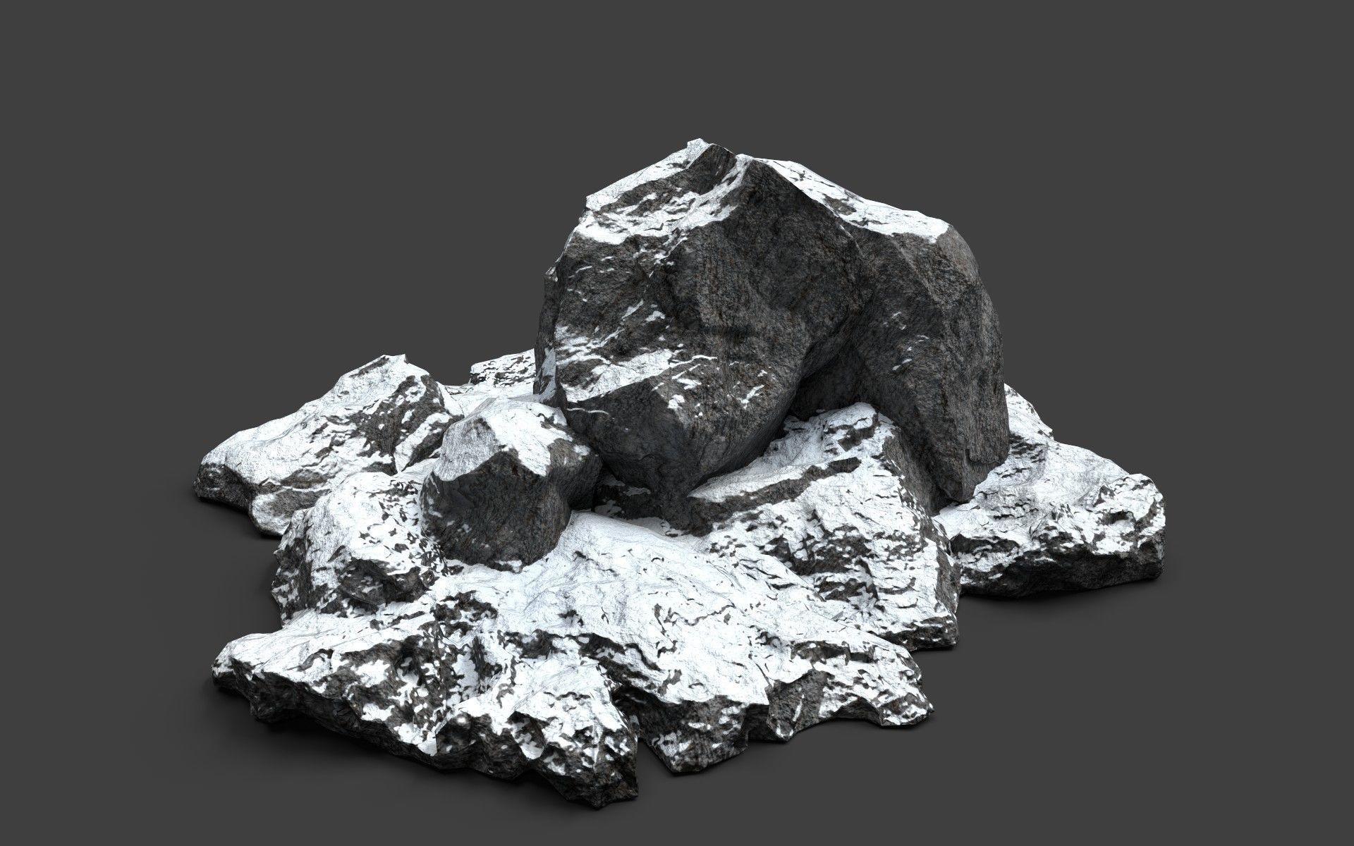 Snowy Rock 4-9 Low-poly 3D model_2