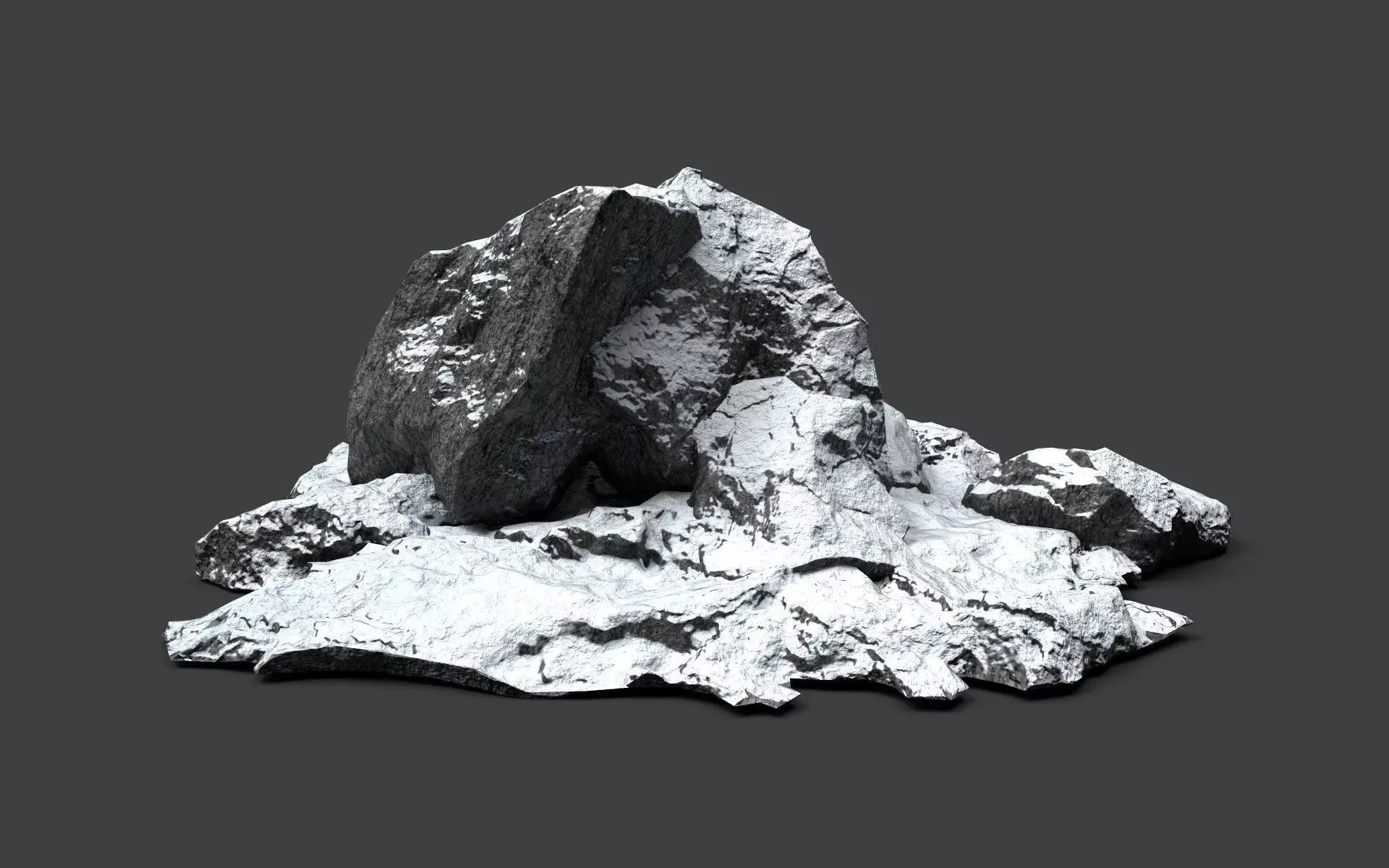 Snowy Rock 4-9 Low-poly 3D model_0