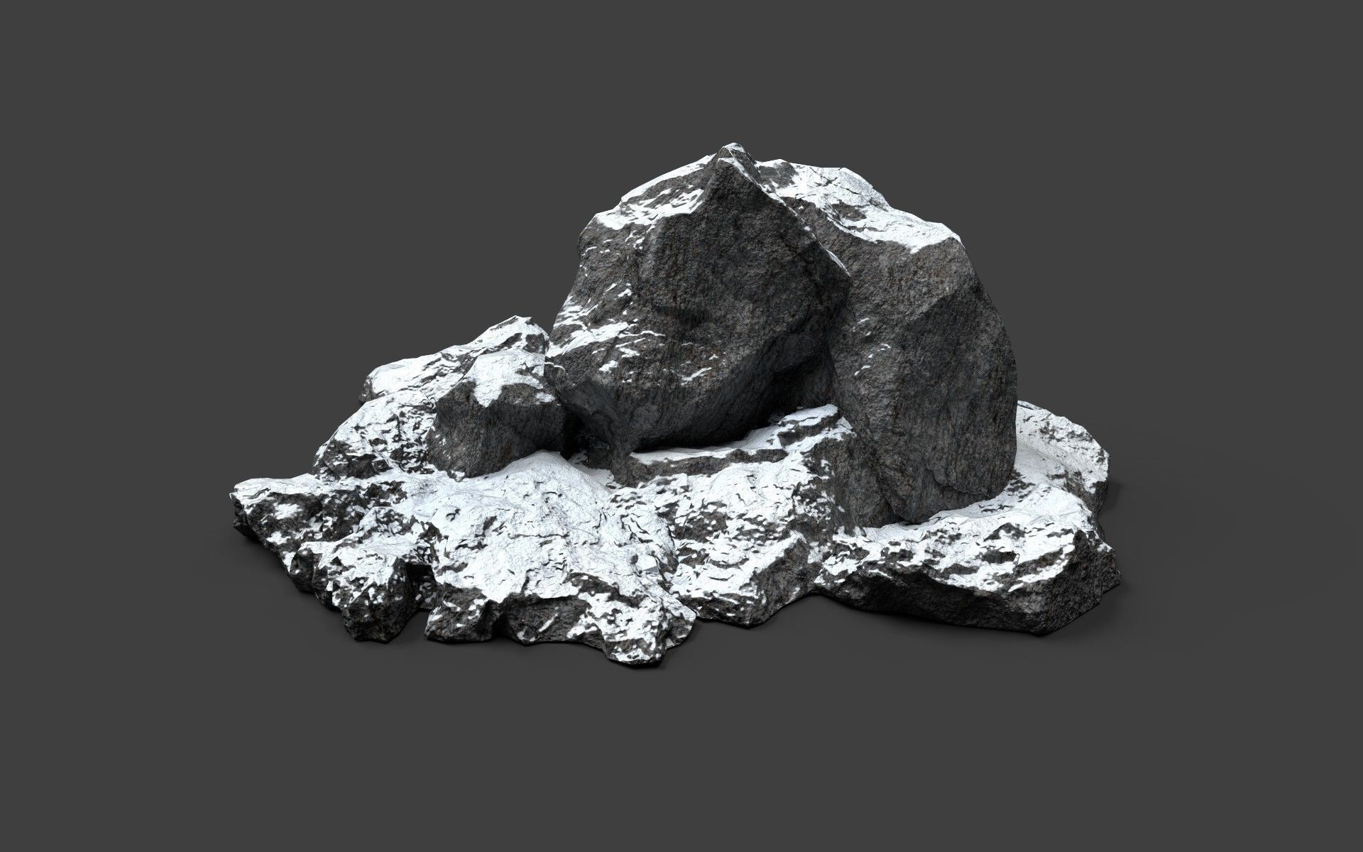 Snowy Rock 4-9 Low-poly 3D model_3