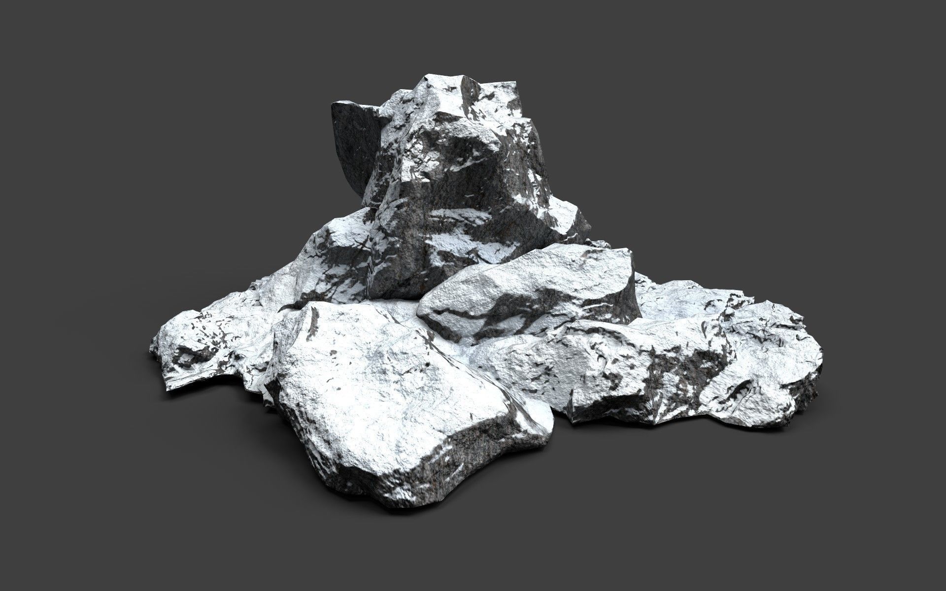 Snowy Rock 4-9 Low-poly 3D model_1