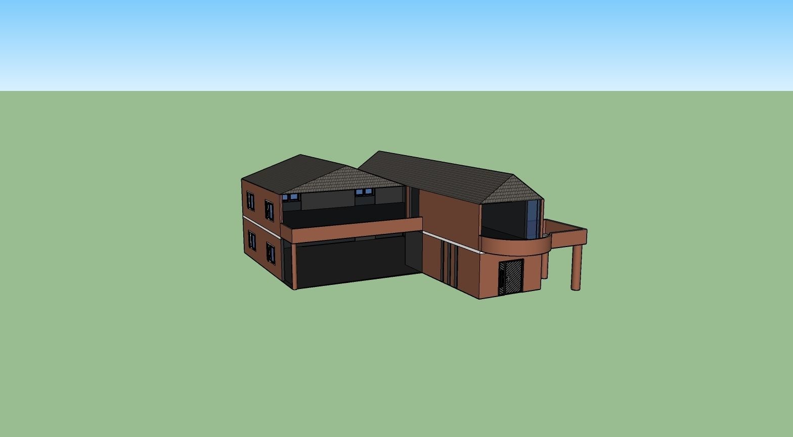 Villa house Low-poly 3D model_6