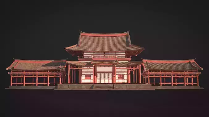 Japanese Temple Low-poly 3D model