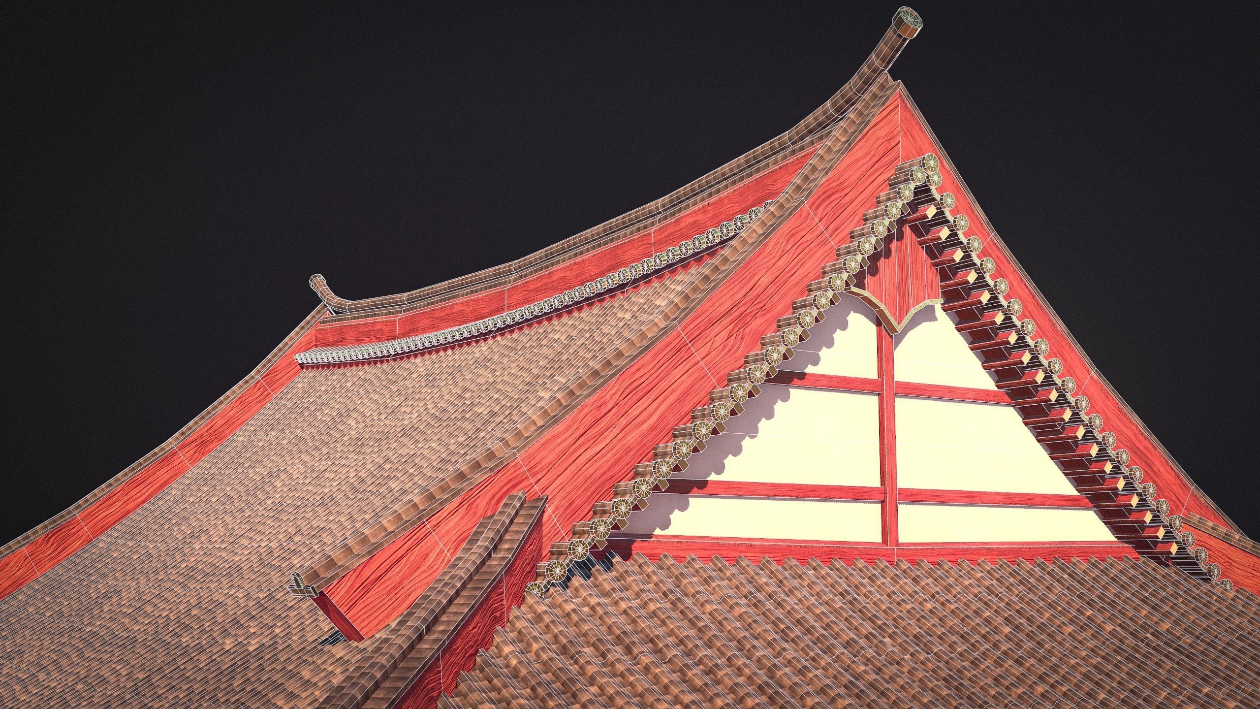 Japanese Temple Low-poly 3D model_8