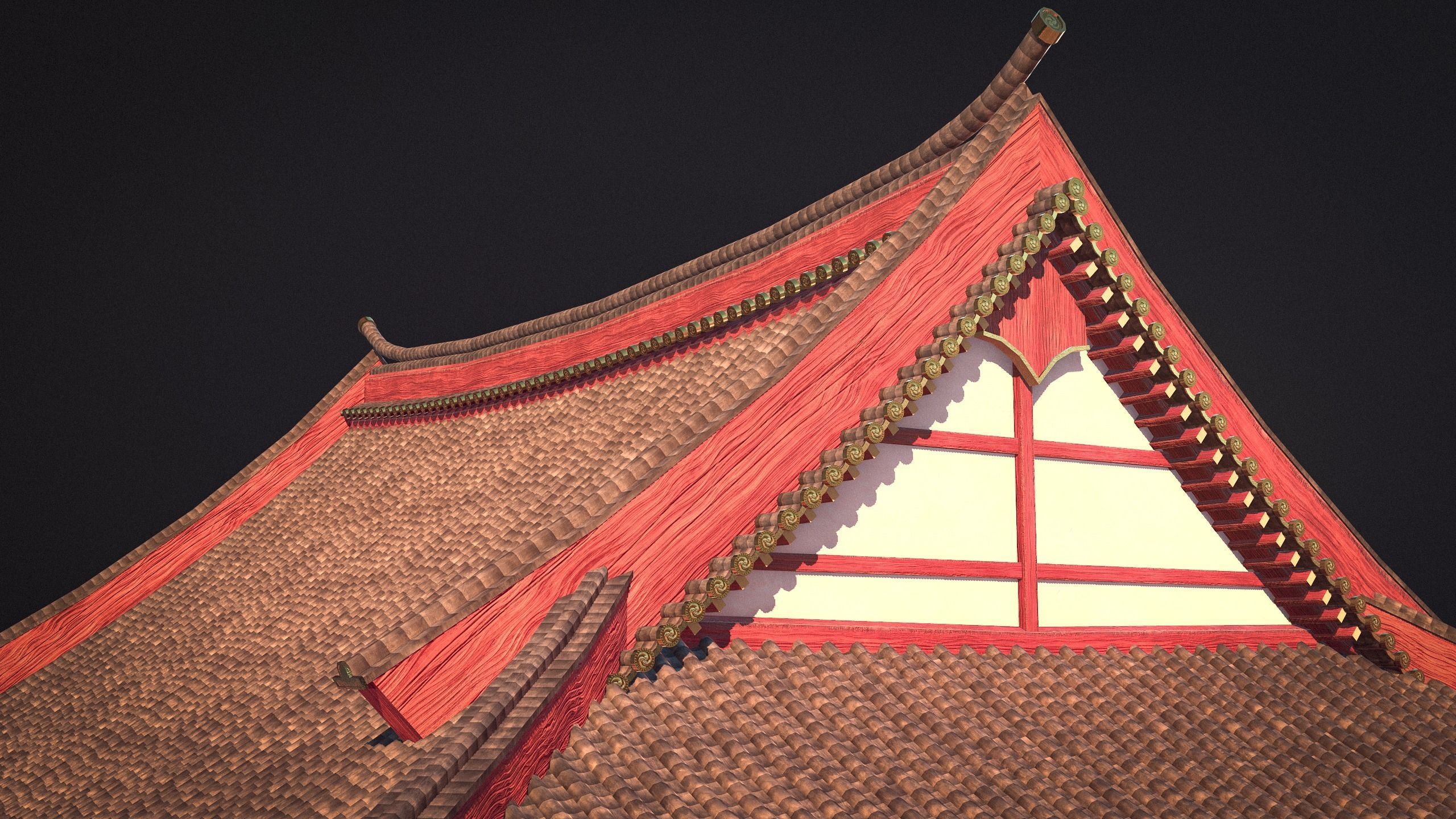 Japanese Temple Low-poly 3D model_7