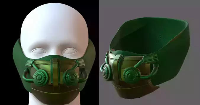 Gas mask helmet 3d model scifi Low-poly 