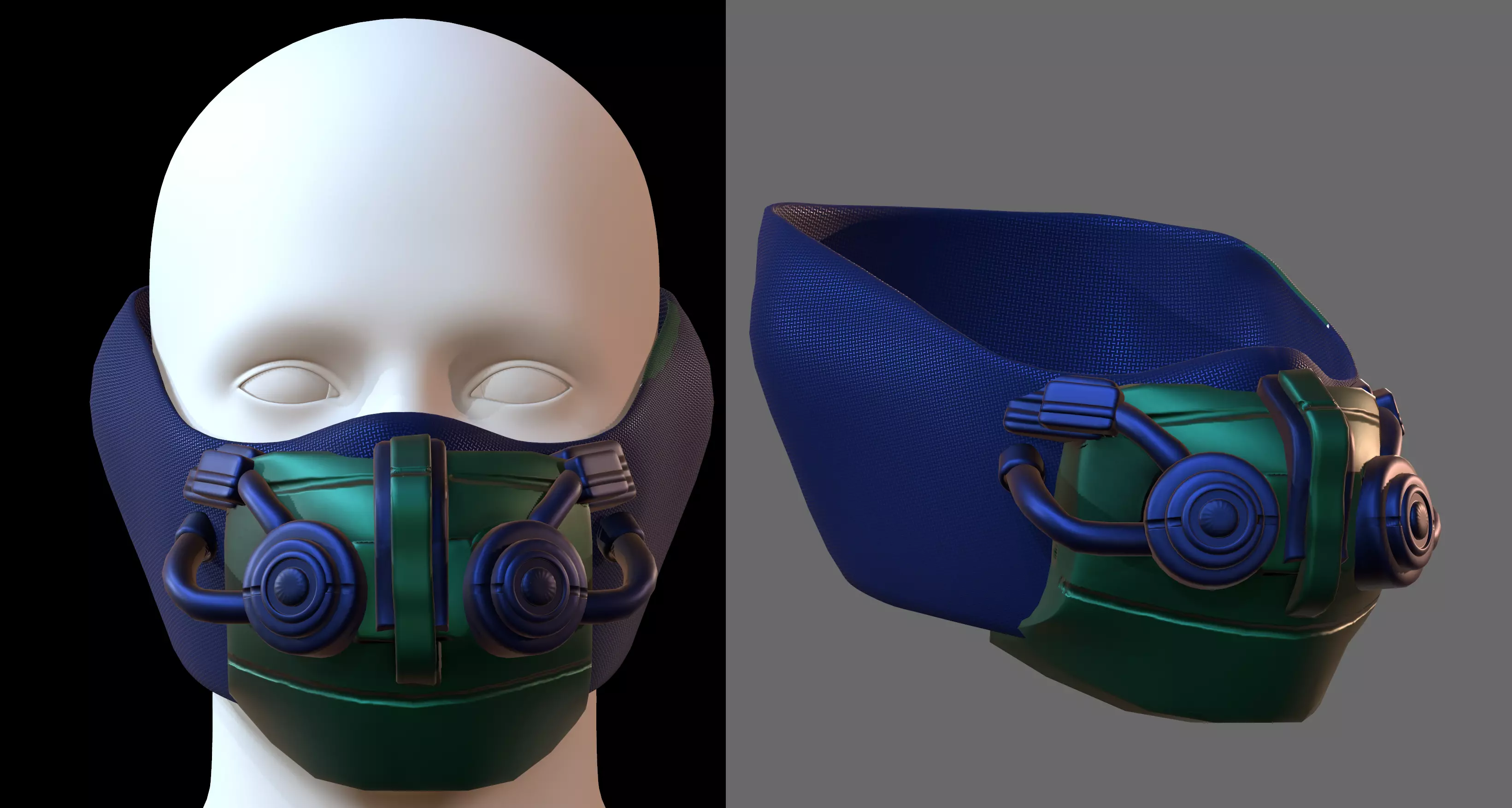 Gas mask helmet 3d model scifi Low-poly Low-poly 3D model_0