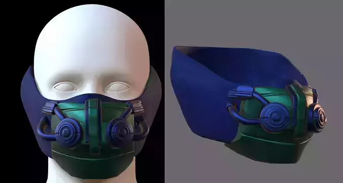 Gas mask helmet 3d model scifi Low-poly 