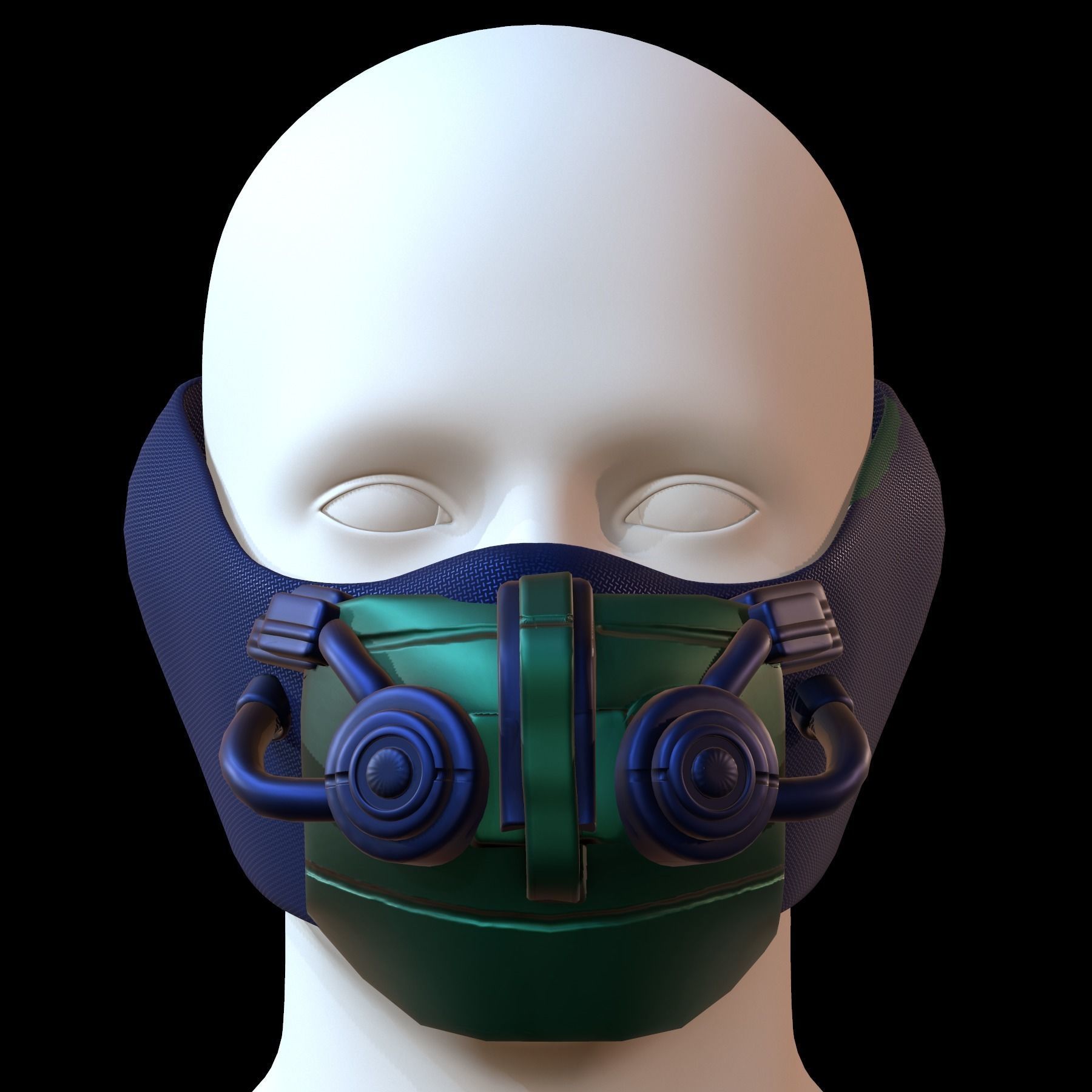 Gas mask helmet 3d model scifi Low-poly Low-poly 3D model_1