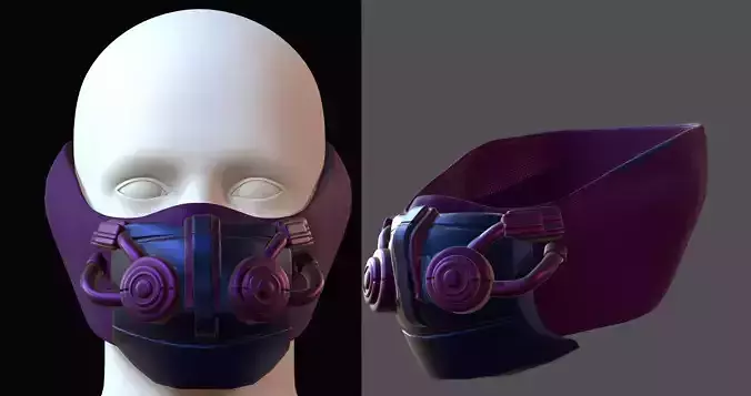 Gas mask helmet 3d model scifi Low-poly 