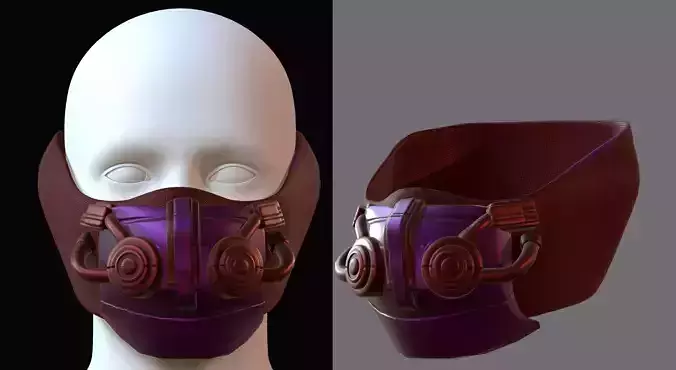Gas mask helmet 3d model scifi Low-poly 