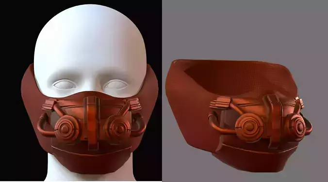 Gas mask helmet 3d model scifi Low-poly 