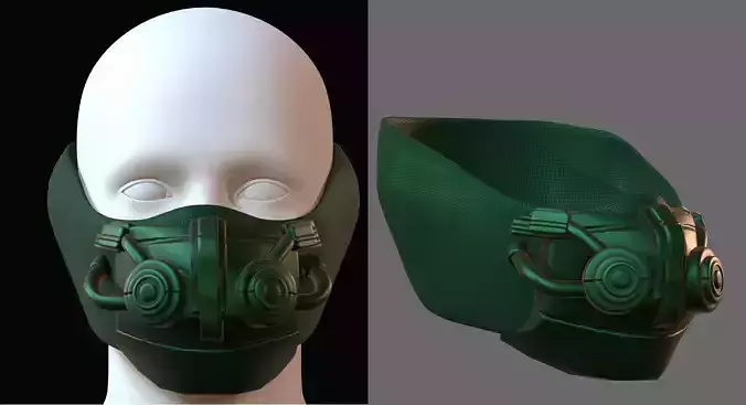 Gas mask helmet 3d model scifi Low-poly 