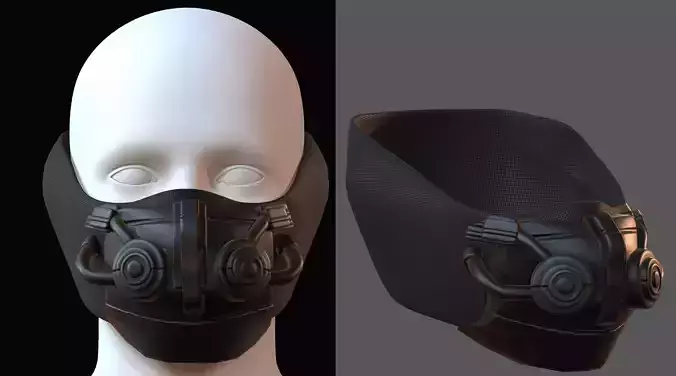 Gas mask helmet 3d model scifi Low-poly 