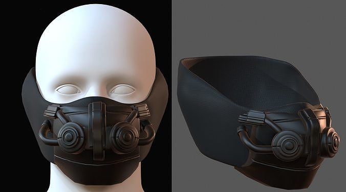 Gas mask helmet 3d model scifi Low-poly  Low-poly 3D model