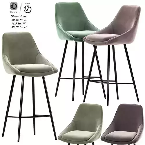 Porthos Home Gavi Velvet Bar Stool