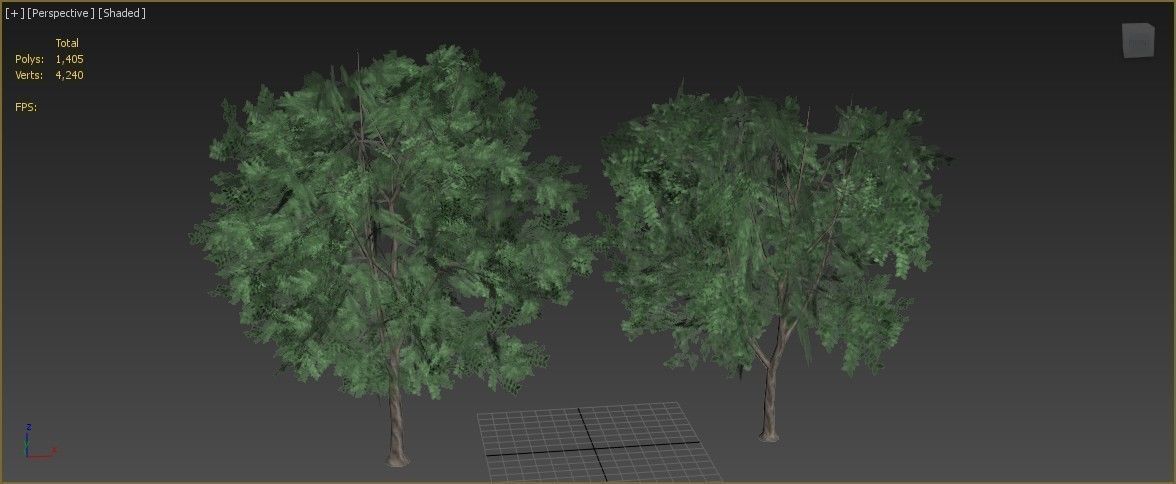 Low Poly 2 Tree four trees Low-poly 3D model_7