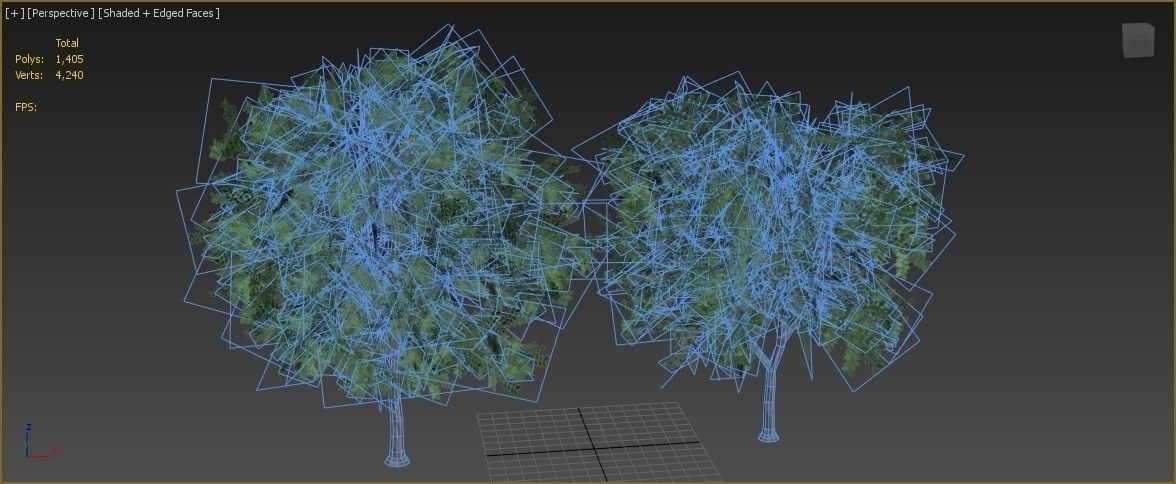 Low Poly 2 Tree four trees Low-poly 3D model_8