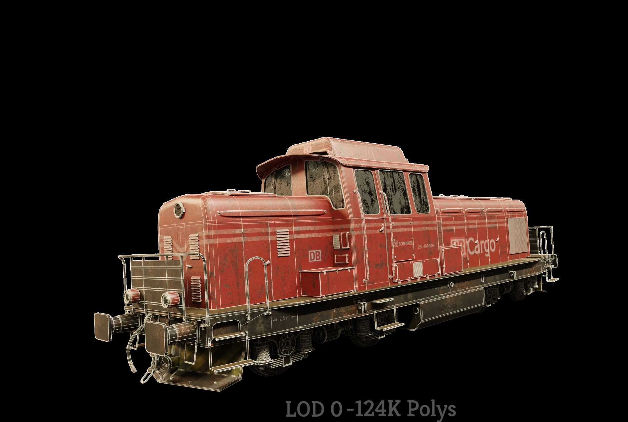 Railway Locomotive Low-poly 3D model_14