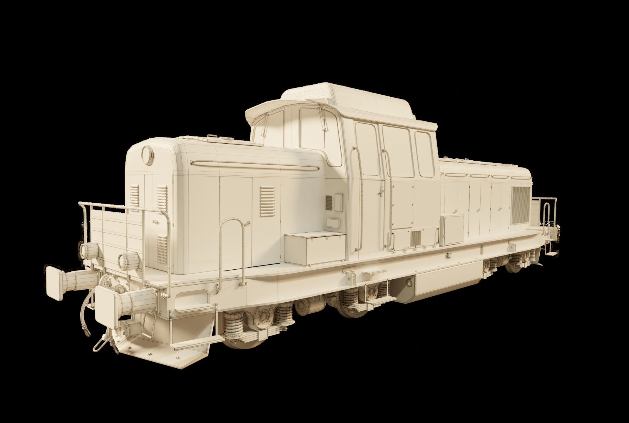 Railway Locomotive Low-poly 3D model_13