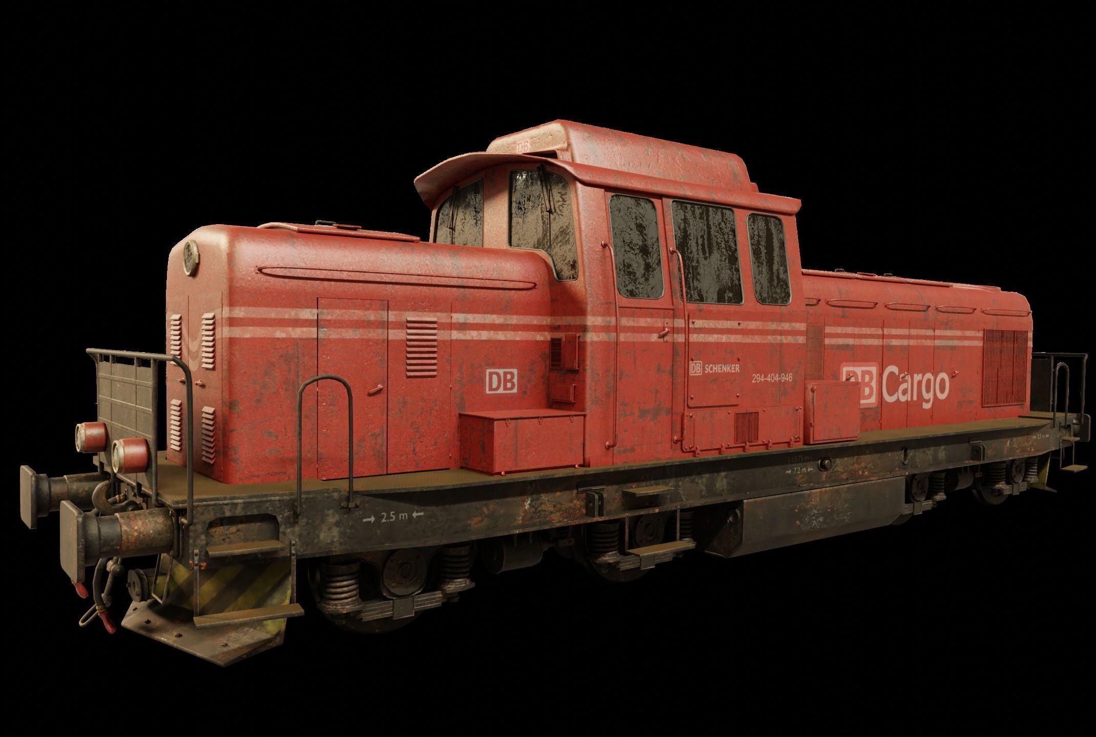 Railway Locomotive Low-poly 3D model_11