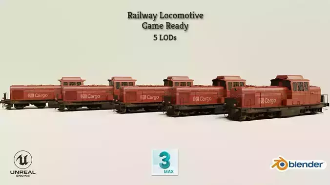 Railway Locomotive Low-poly 3D model
