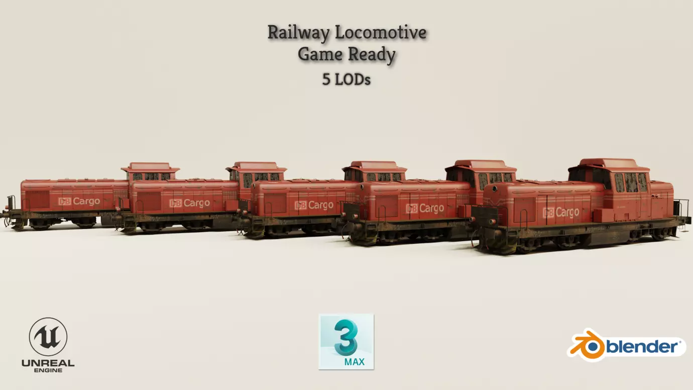 Railway Locomotive Low-poly 3D model_0