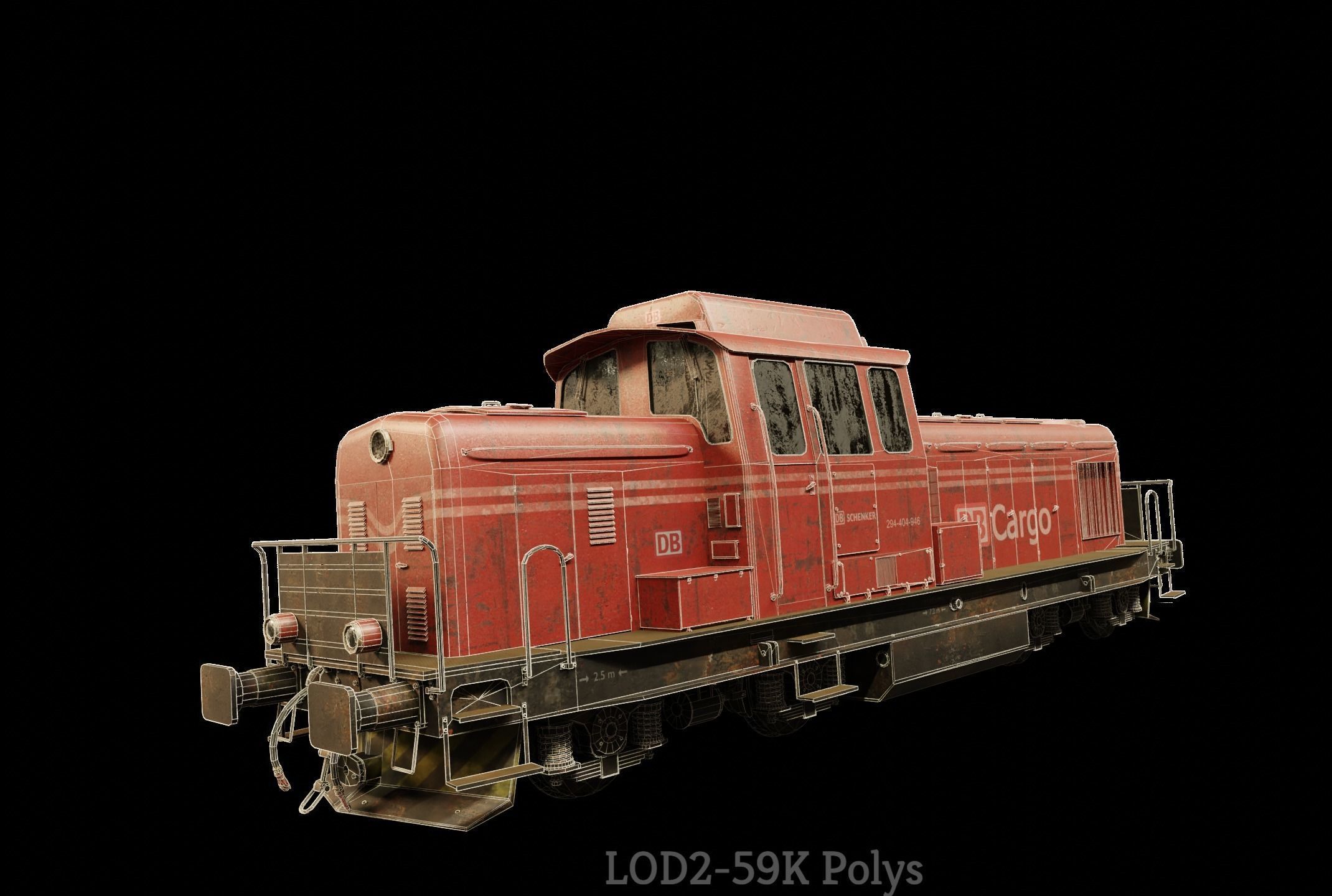 Railway Locomotive Low-poly 3D model_16