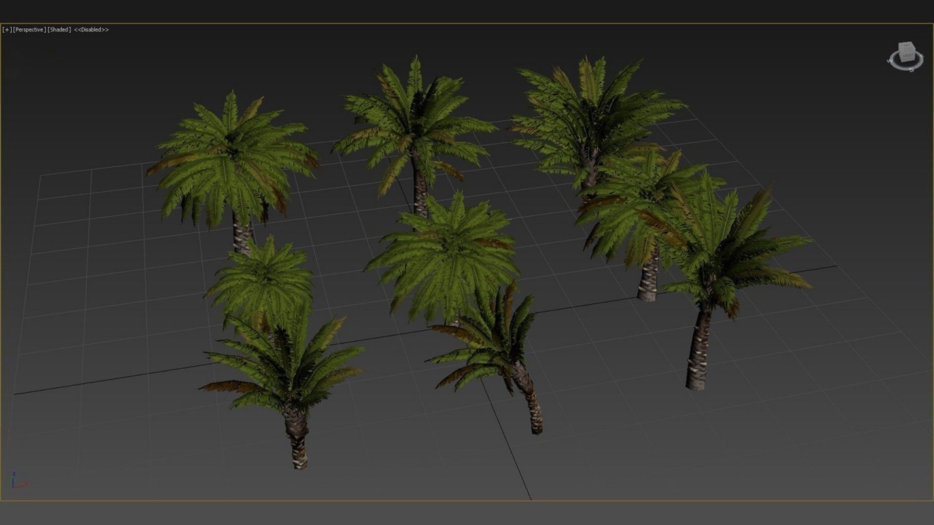 Small Palm 9 Trees Set Low-poly 3D model_5