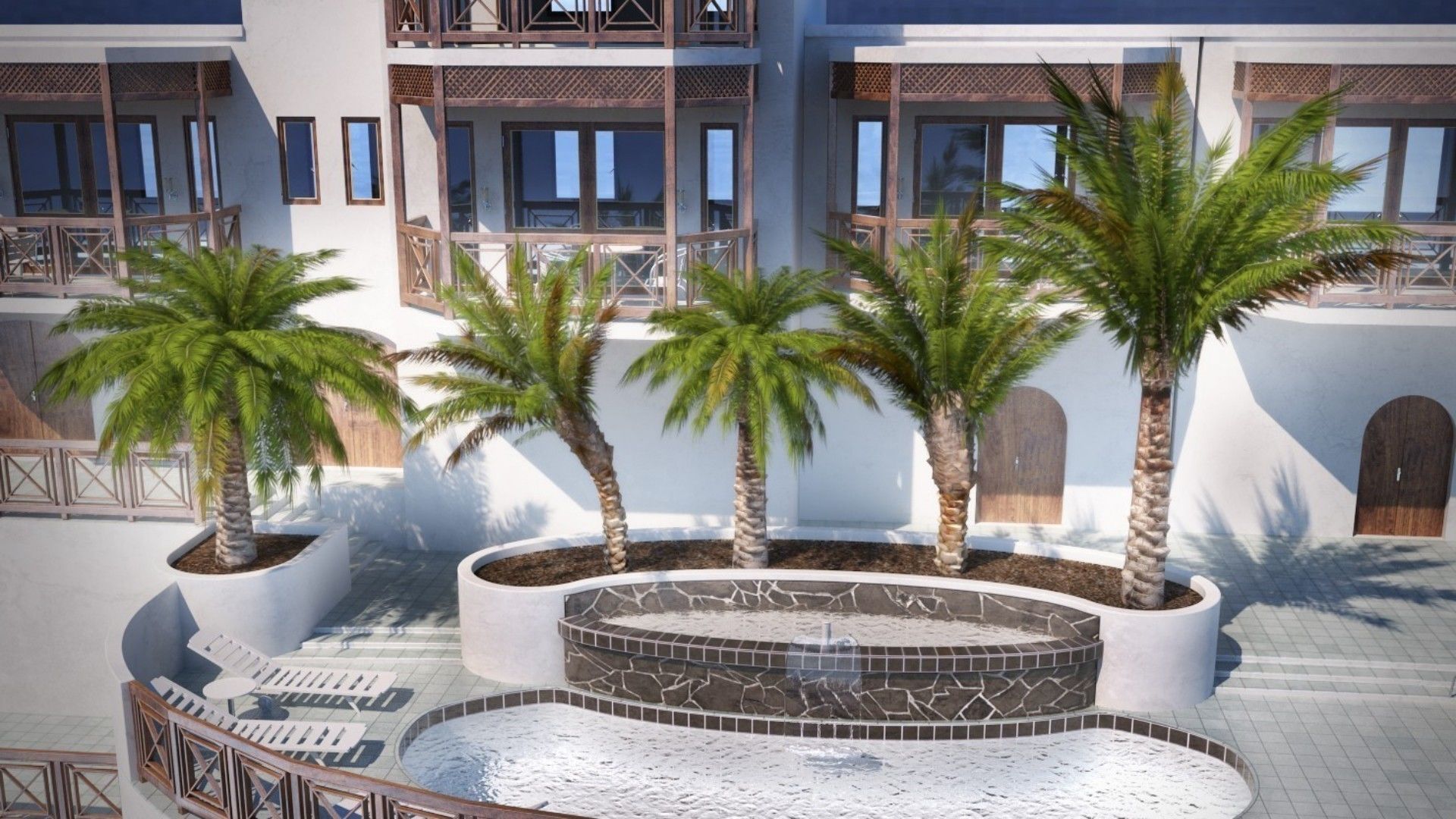 Small Palm 9 Trees Set Low-poly 3D model_3