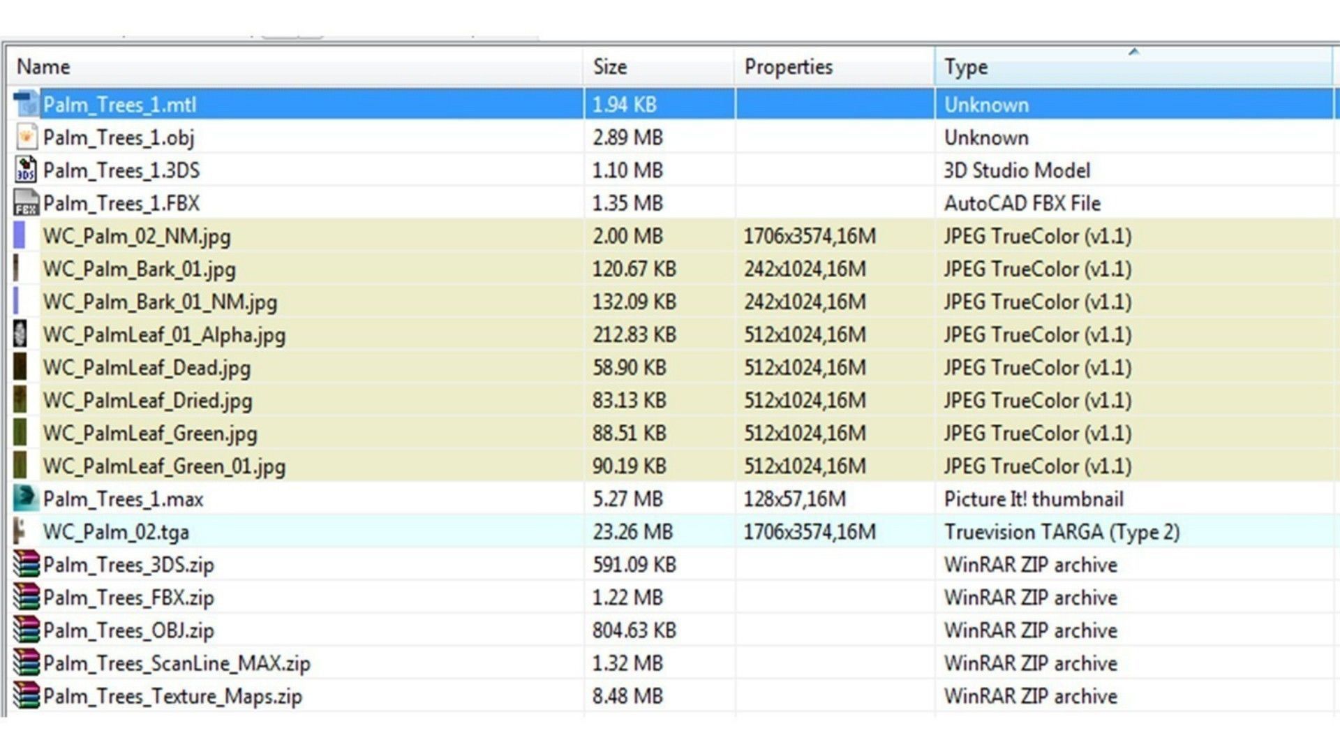 Small Palm 9 Trees Set Low-poly 3D model_9