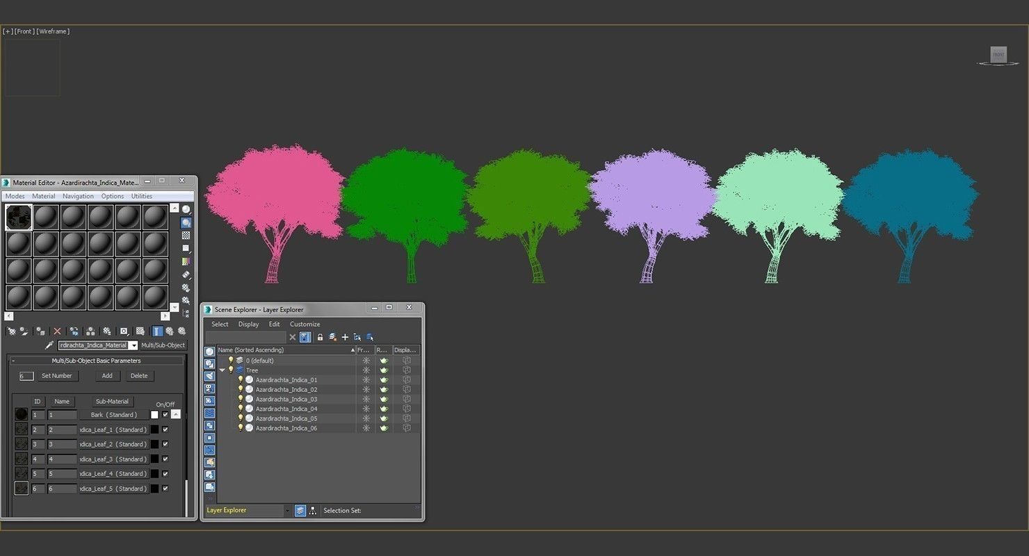 Azardirachta Indica 6 Trees Low-poly 3D model_10