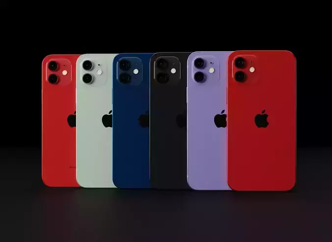 Apple iPhone 12 in all Official Colors and Dimensions Low-poly 3D model