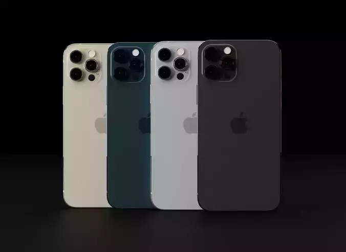 Apple iPhone 12 Pro in all Official Colors Low-poly 3D model